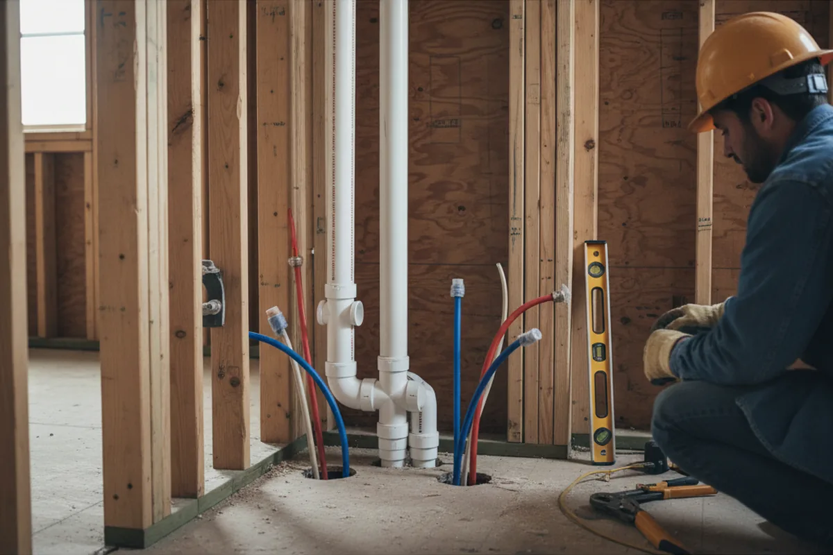 Drain and supply rough-in during Leak Detection in Frederick