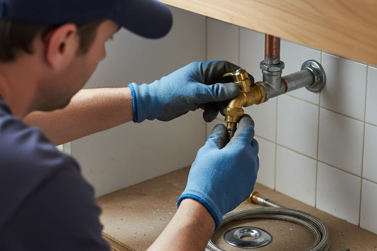 Shutoff valve and fitting work during Burst Pipe Repair in Frederick